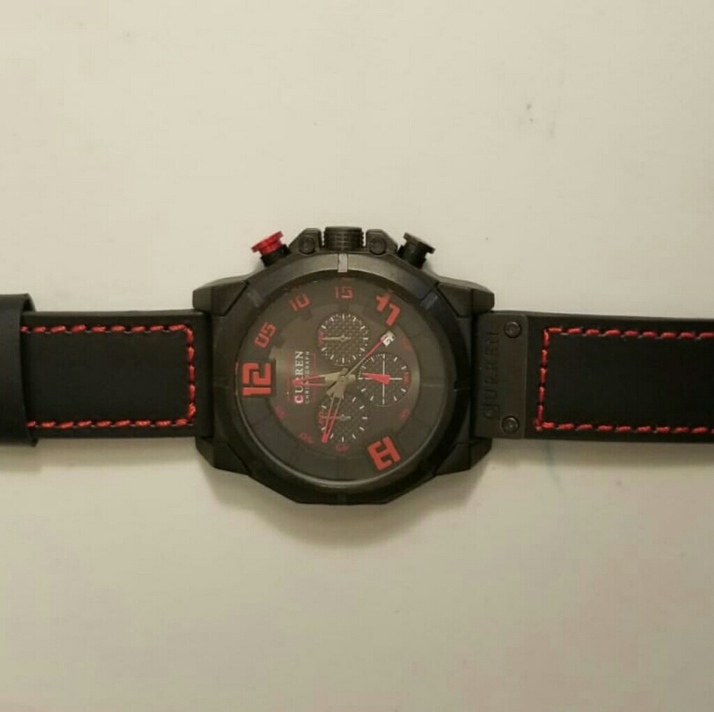 Leather Men's Sports Waterproof Leather Strap Date - Picture 2 of 4
